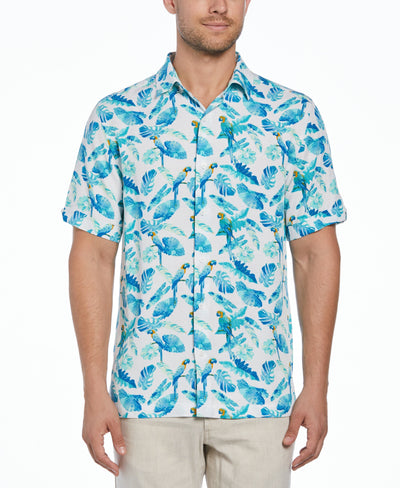 Tropical Parrot Print Shirt (Brilliant White) 