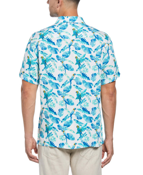 Tropical Parrot Print Shirt (Brilliant White) 