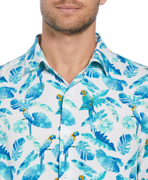 Tropical Parrot Print Shirt (Brilliant White) 