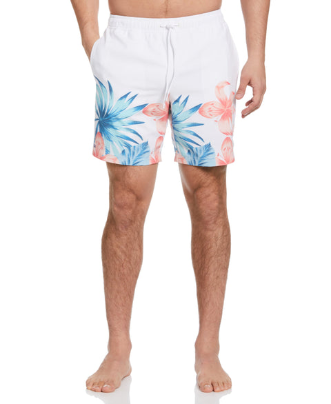 Tropical Placement Print 7" Swim Short (Brilliant White) 