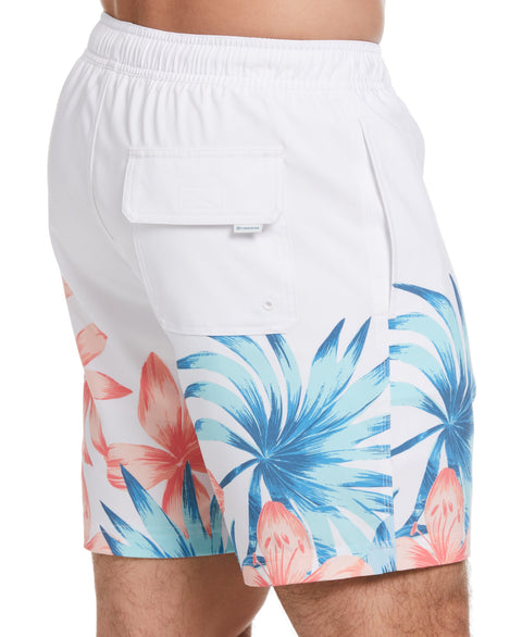 Tropical Placement Print 7" Swim Short (Brilliant White) 