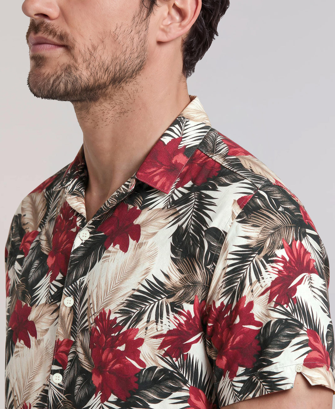 Tropical Print Shirt (Egret) 