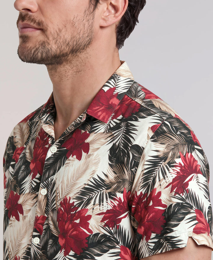 Tropical Print Shirt (Egret) 