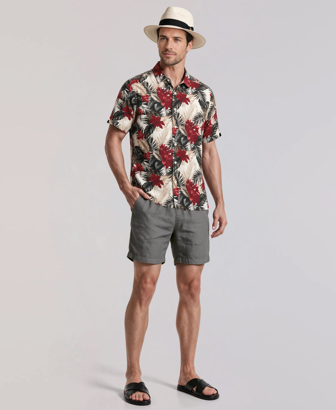 Tropical Print Shirt (Egret) 
