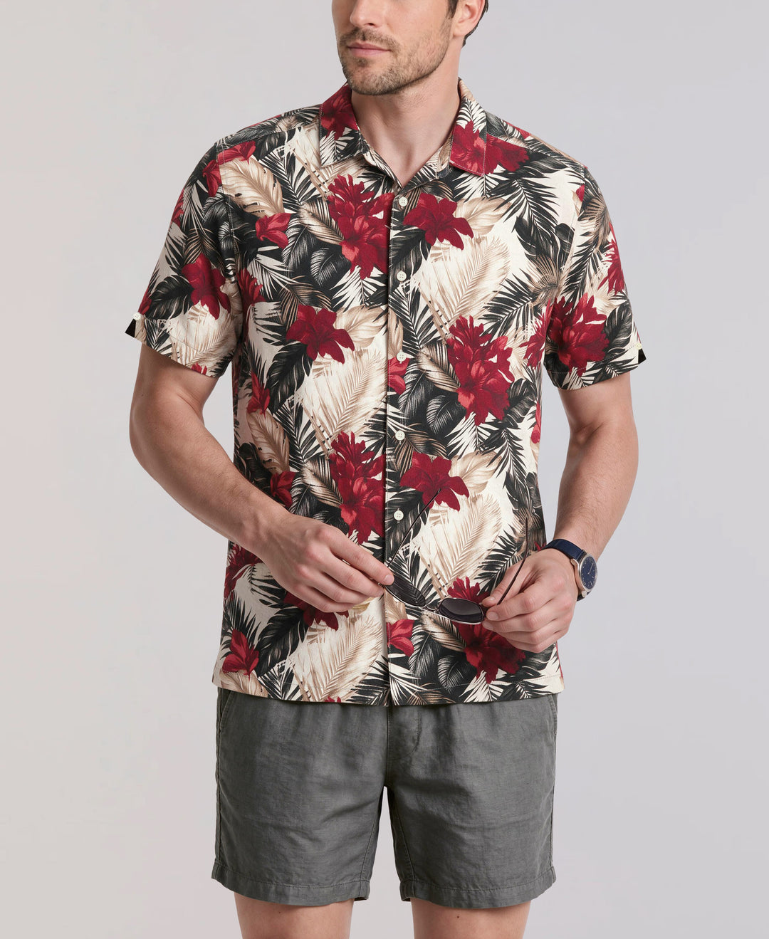 Tropical Print Shirt (Egret) 