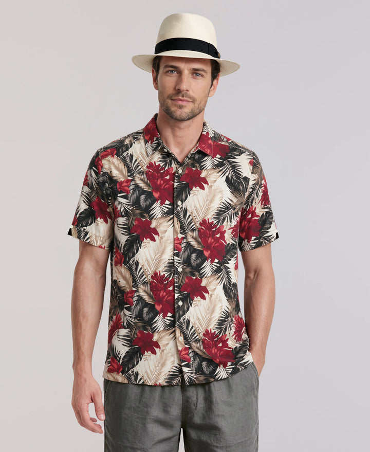 Tropical Print Shirt (Egret) 