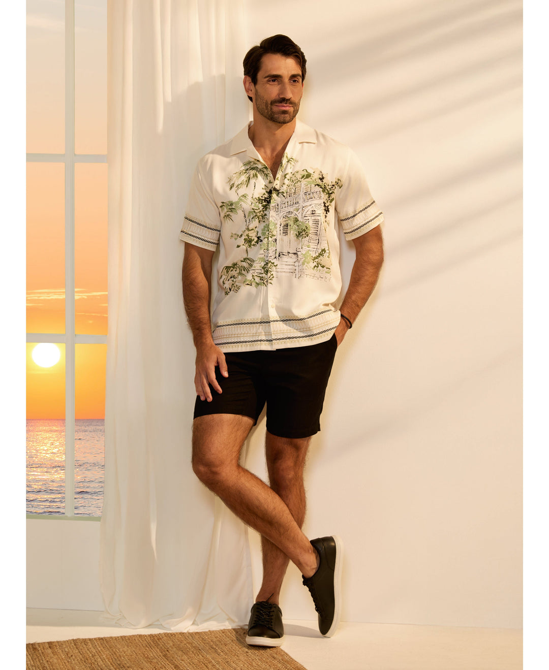 Twill Scenic Print Shirt-Casual Shirts-Cubavera
