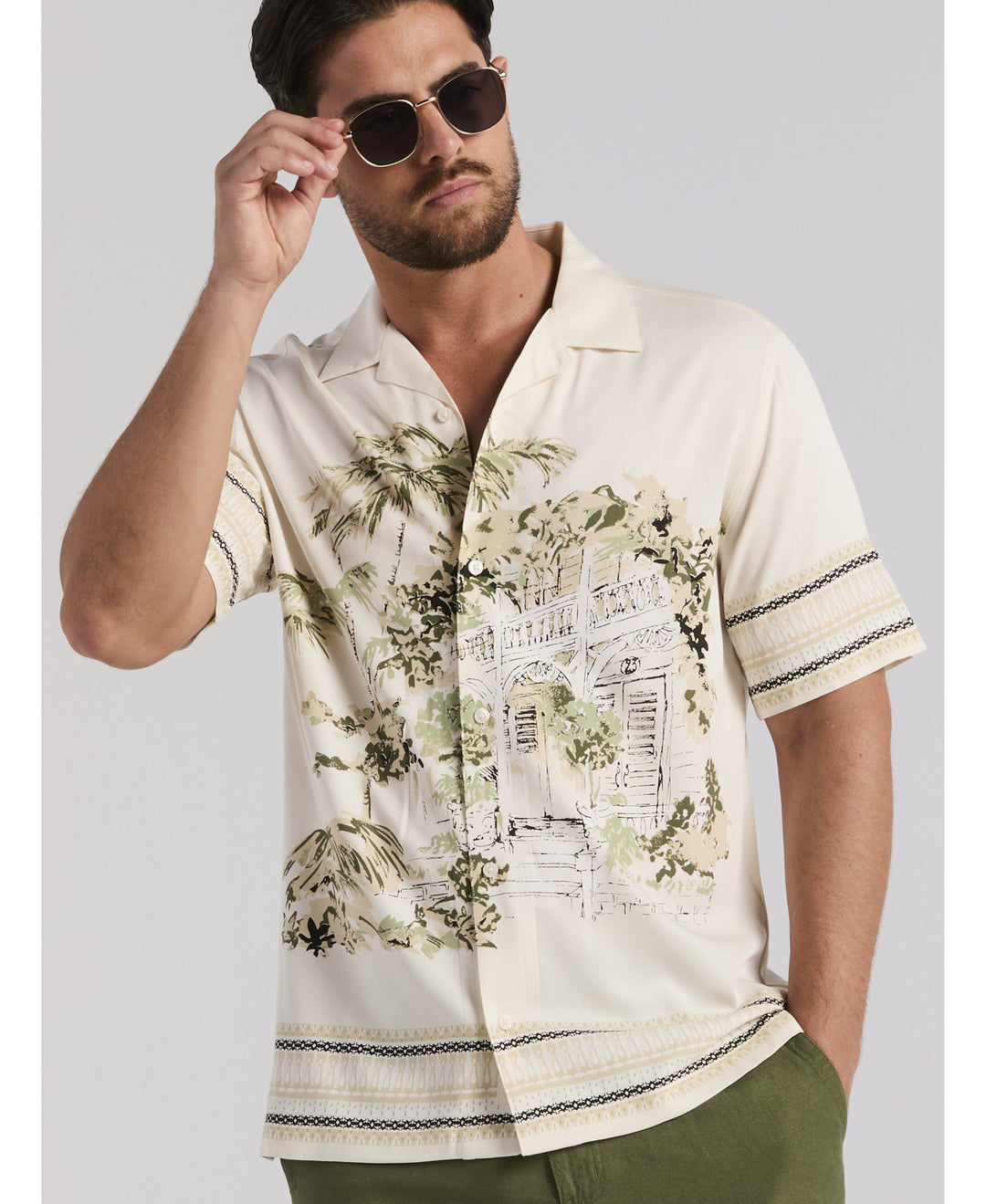 Twill Scenic Print Shirt-Casual Shirts-Cubavera