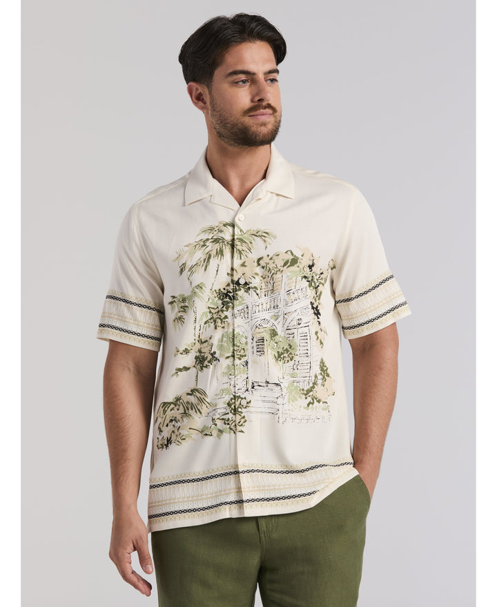 Twill Scenic Print Shirt-Casual Shirts-Cubavera