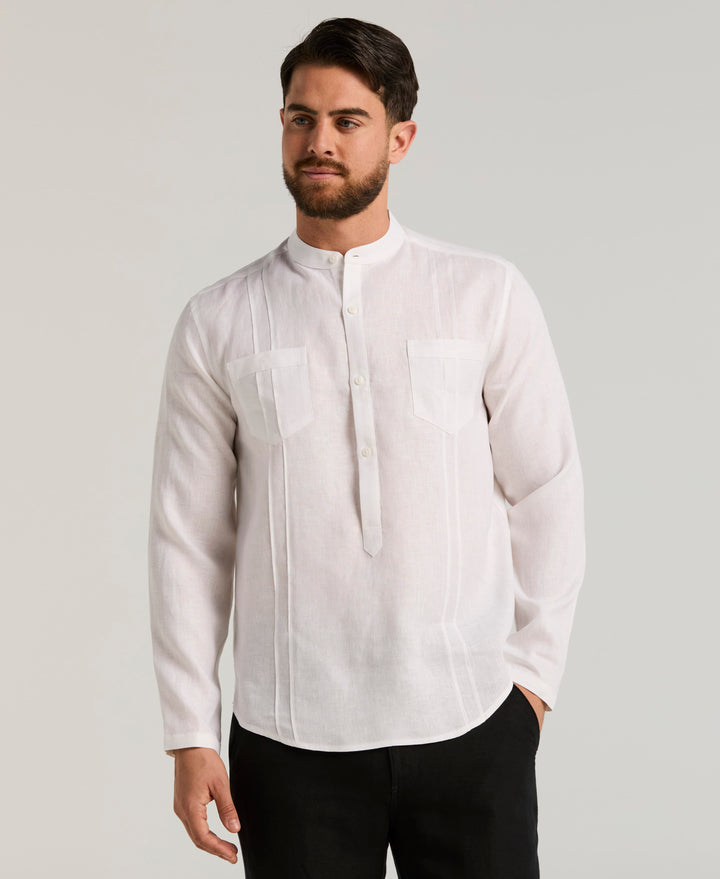 Two-Pocket Pintuck Popover Shirt (Brilliant White) 