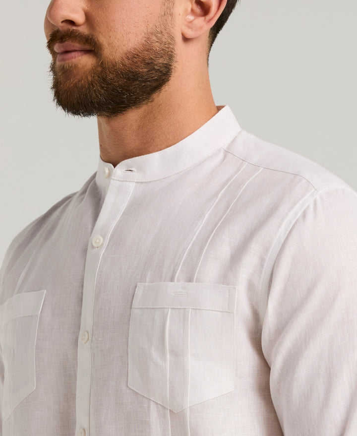 Two-Pocket Pintuck Popover Shirt (Brilliant White) 