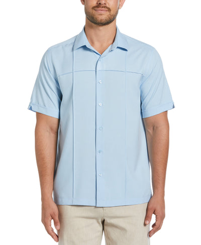 Two-Tone Cross Tuck Chambray Shirt (Cerulean) 