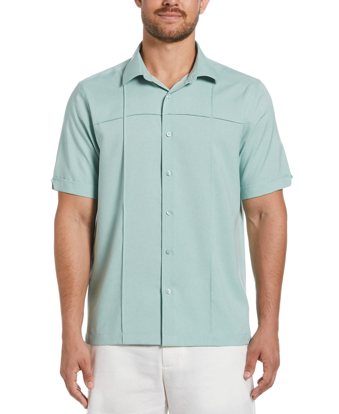 Two-Tone Cross Tuck Chambray Shirt (Blue Surf) 