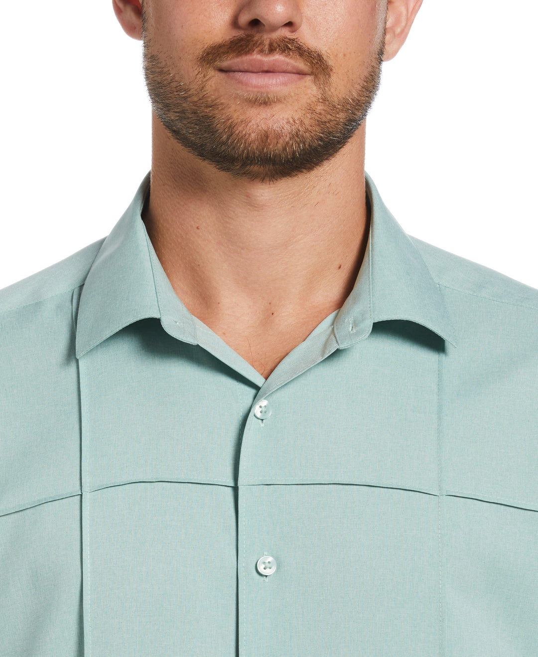 Two-Tone Cross Tuck Chambray Shirt (Blue Surf) 