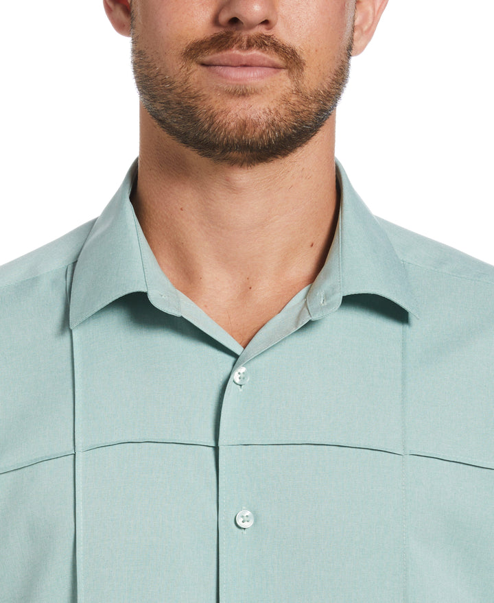 Two-Tone Cross Tuck Chambray Shirt (Blue Surf) 