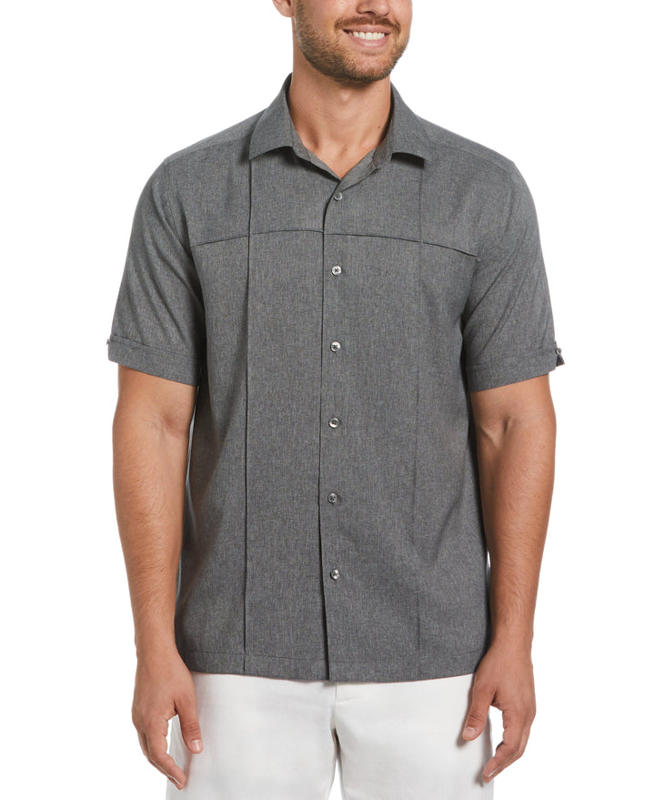 Two-Tone Cross Tuck Chambray Shirt (Jet Black) 
