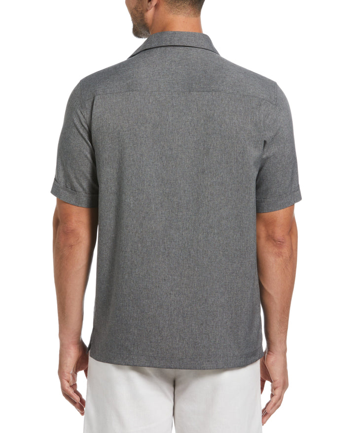 Two-Tone Cross Tuck Chambray Shirt (Jet Black) 