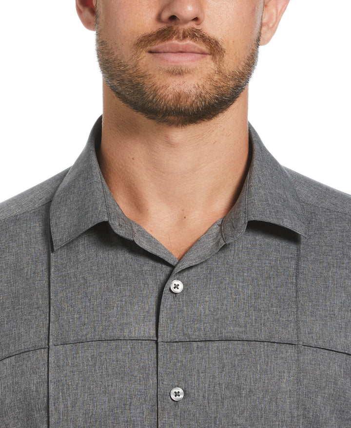 Two-Tone Cross Tuck Chambray Shirt (Jet Black) 