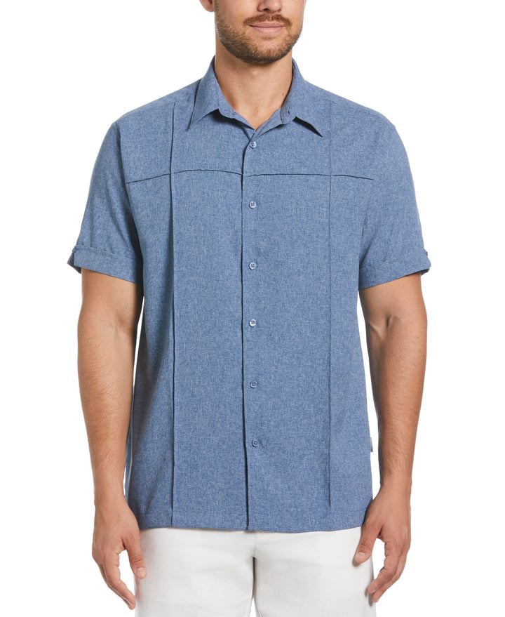 Two-Tone Cross Tuck Chambray Shirt (Estate Blue) 