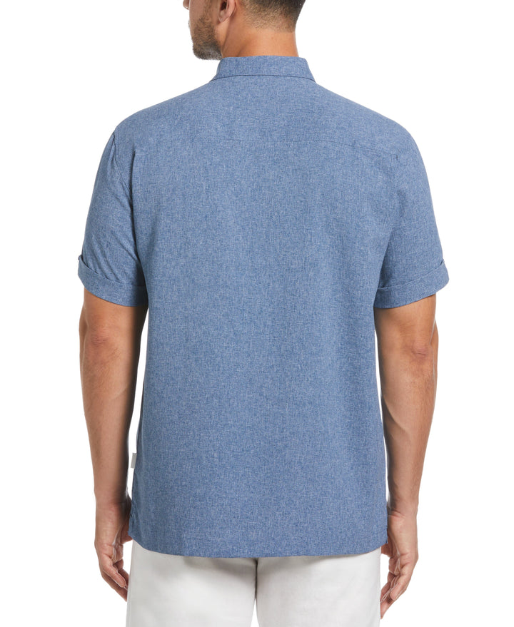Two-Tone Cross Tuck Chambray Shirt (Estate Blue) 