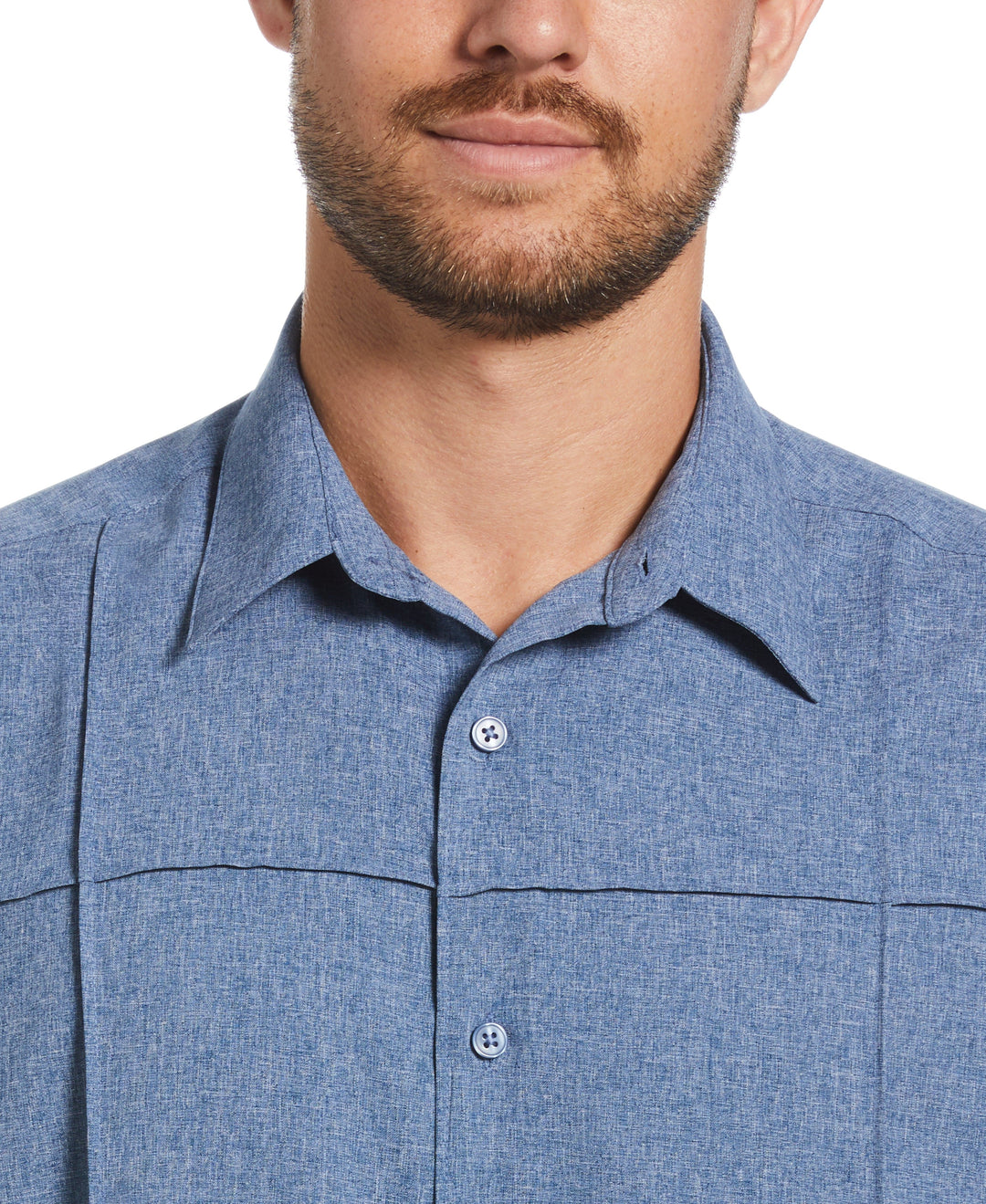 Two-Tone Cross Tuck Chambray Shirt (Estate Blue) 