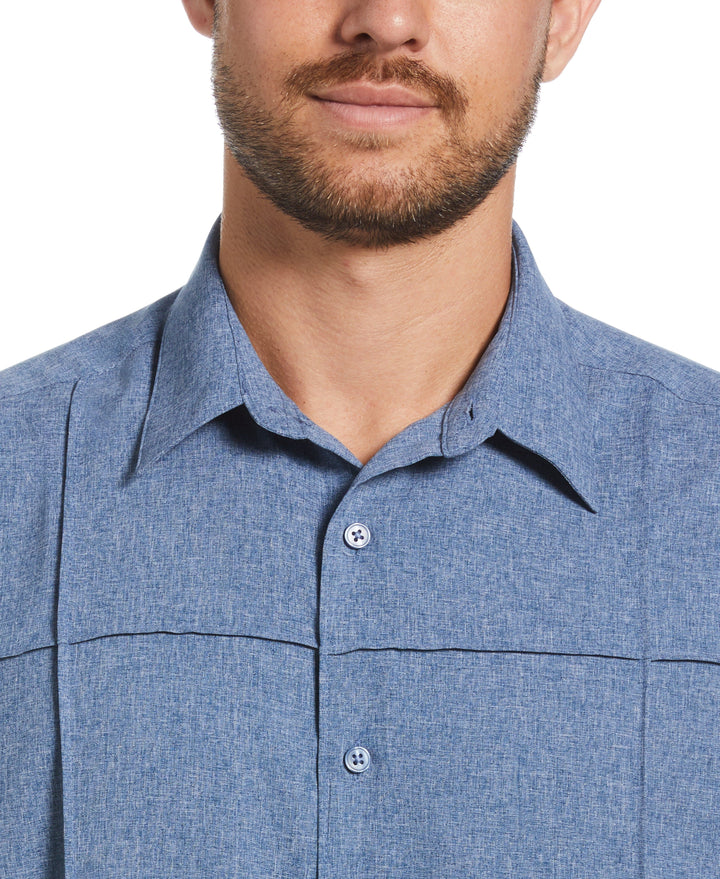 Two-Tone Cross Tuck Chambray Shirt (Estate Blue) 