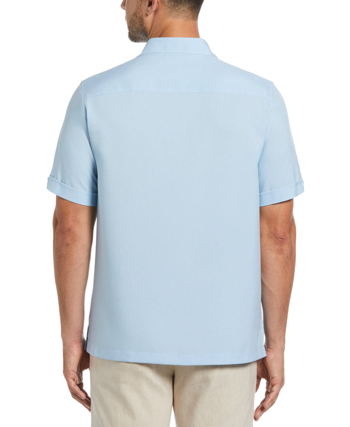 Two-Tone Cross Tuck Chambray Shirt (Cerulean) 