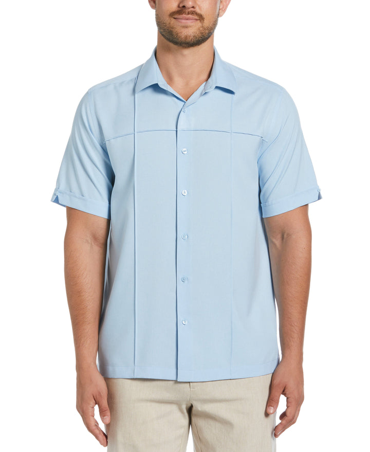 Two-Tone Cross Tuck Chambray Shirt (Cerulean) 