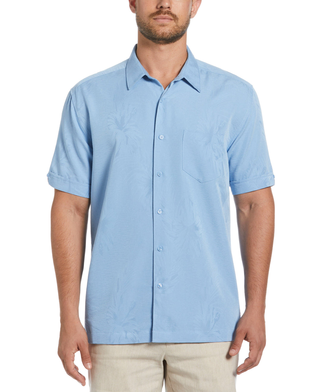 Two-Tone One Pocket Floral Print Shirt (Allure) 