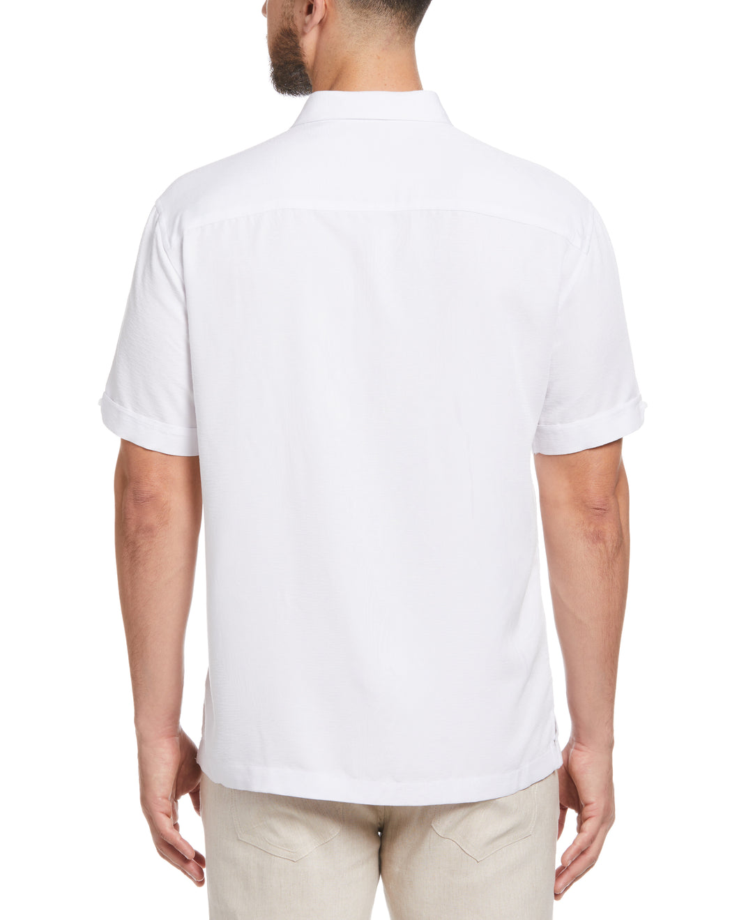 Two-Tone One Pocket Floral Print Shirt (Brilliant White) 