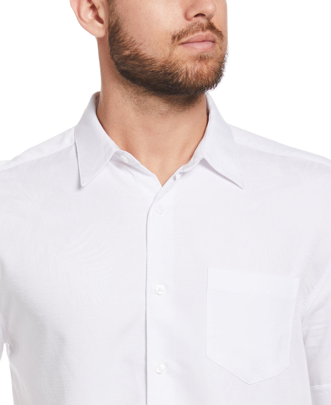 Two-Tone One Pocket Floral Print Shirt (Brilliant White) 
