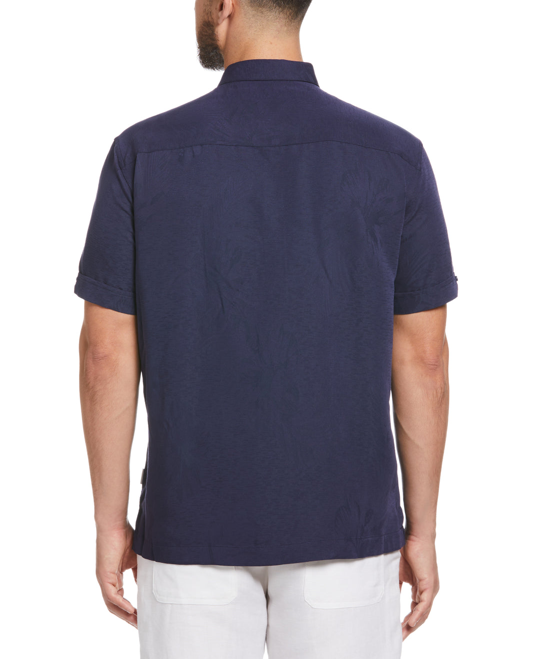 Two-Tone One Pocket Floral Print Shirt (Navy Blazer) 