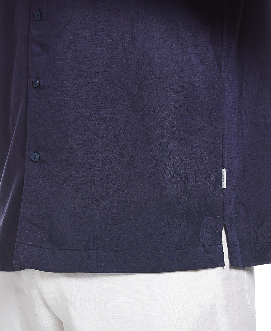 Two-Tone One Pocket Floral Print Shirt (Navy Blazer) 