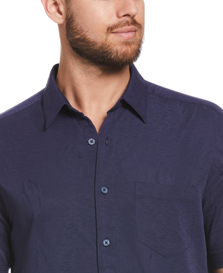 Two-Tone One Pocket Floral Print Shirt (Navy Blazer) 