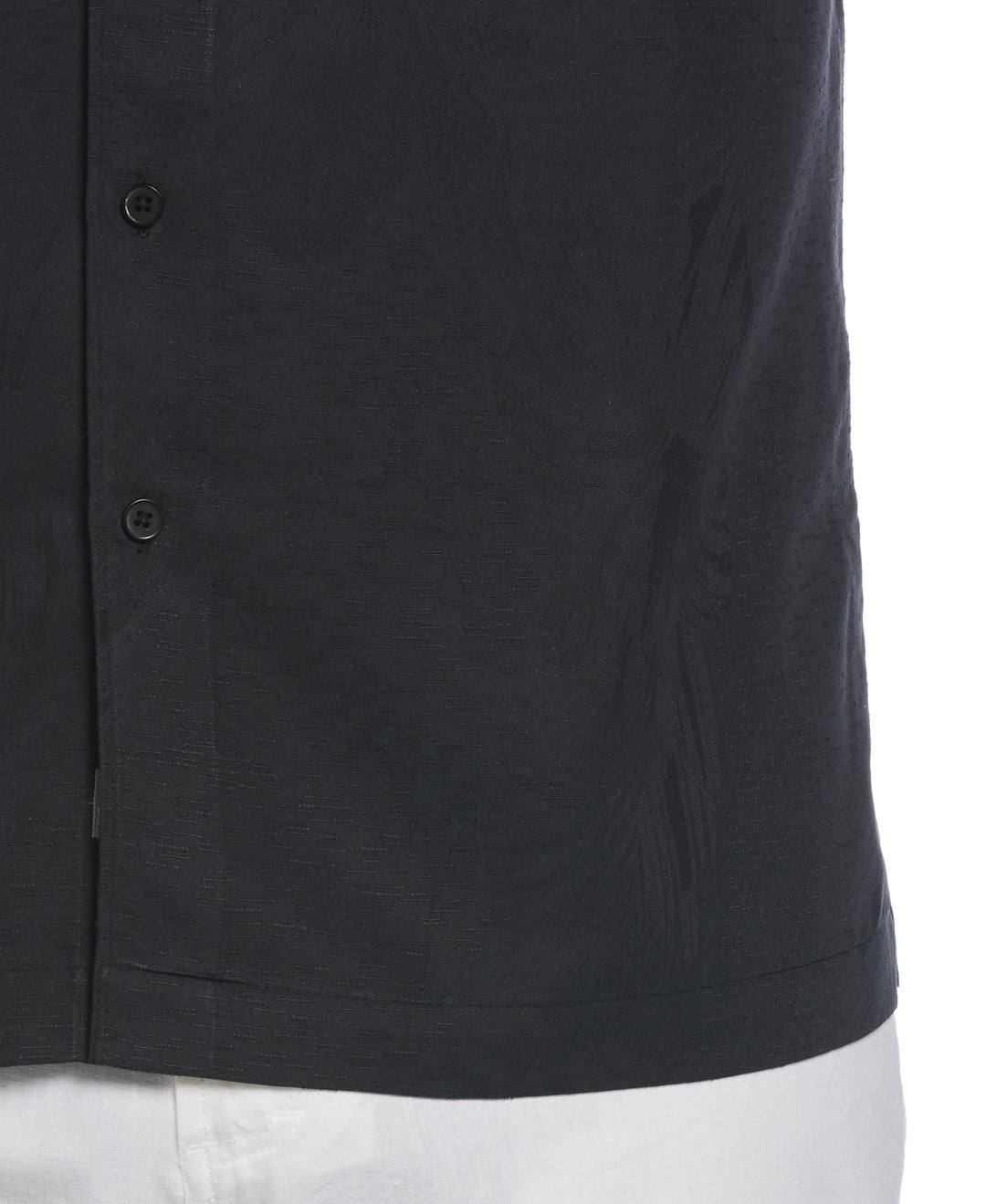 Two-Tone One Pocket Floral Print Shirt (Jet Black) 