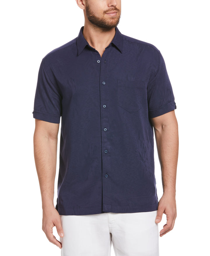 Two-Tone One Pocket Floral Print Shirt (Navy Blazer) 