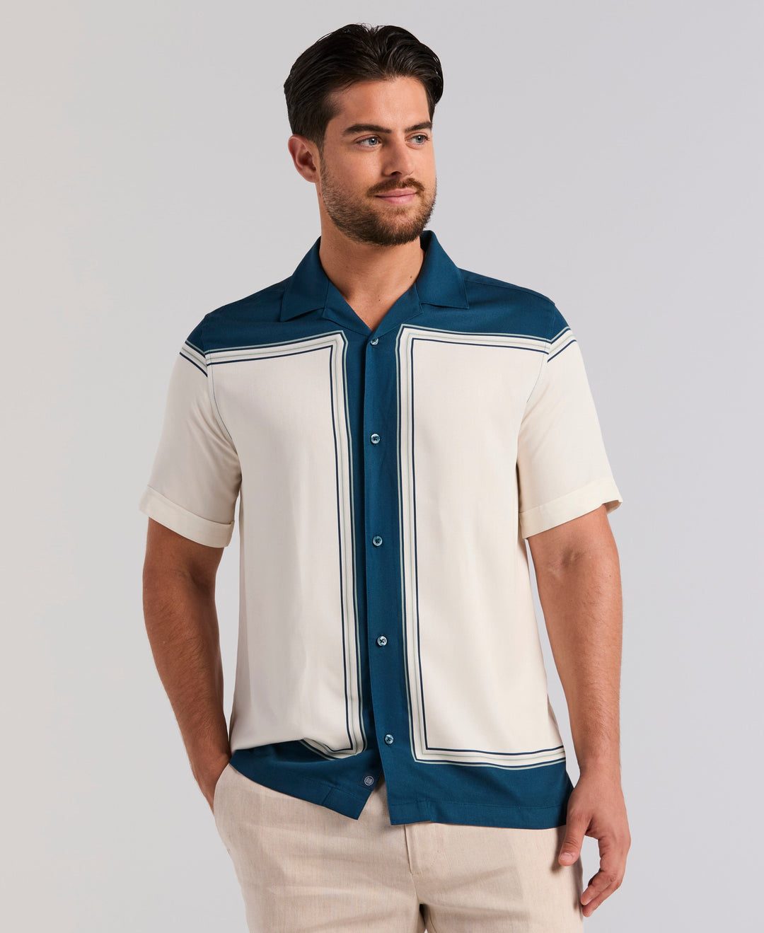 Viscose Colorblock Shirt (Sailor Blue) 