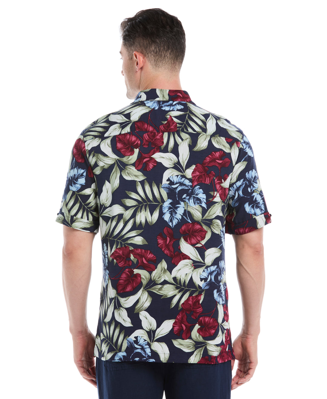 Viscose Texture Floral Print Shirt (Dress Blues) 