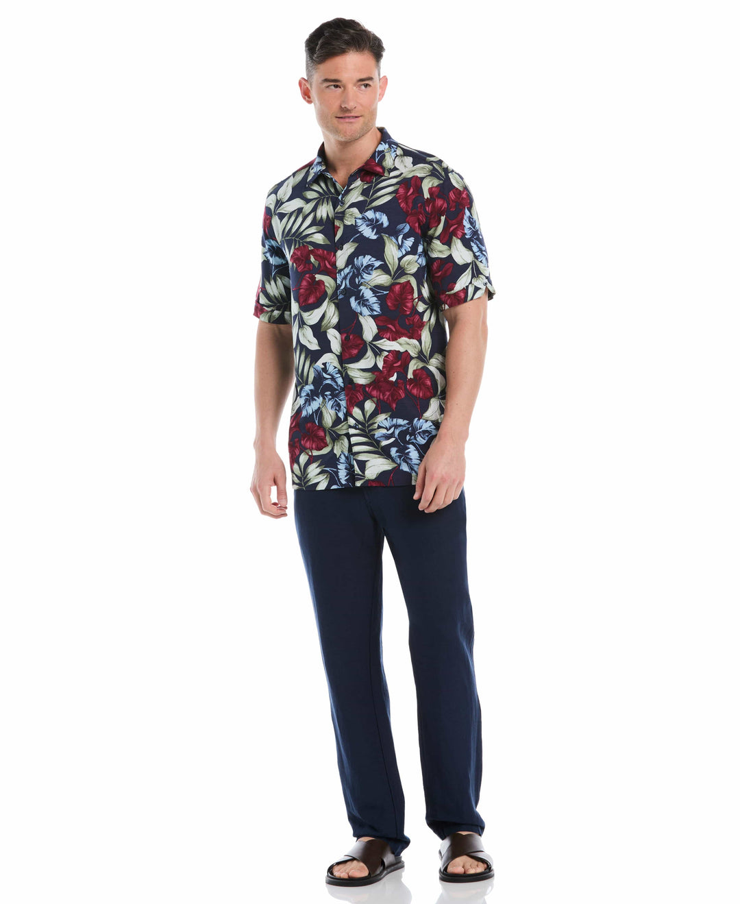 Viscose Texture Floral Print Shirt (Dress Blues) 