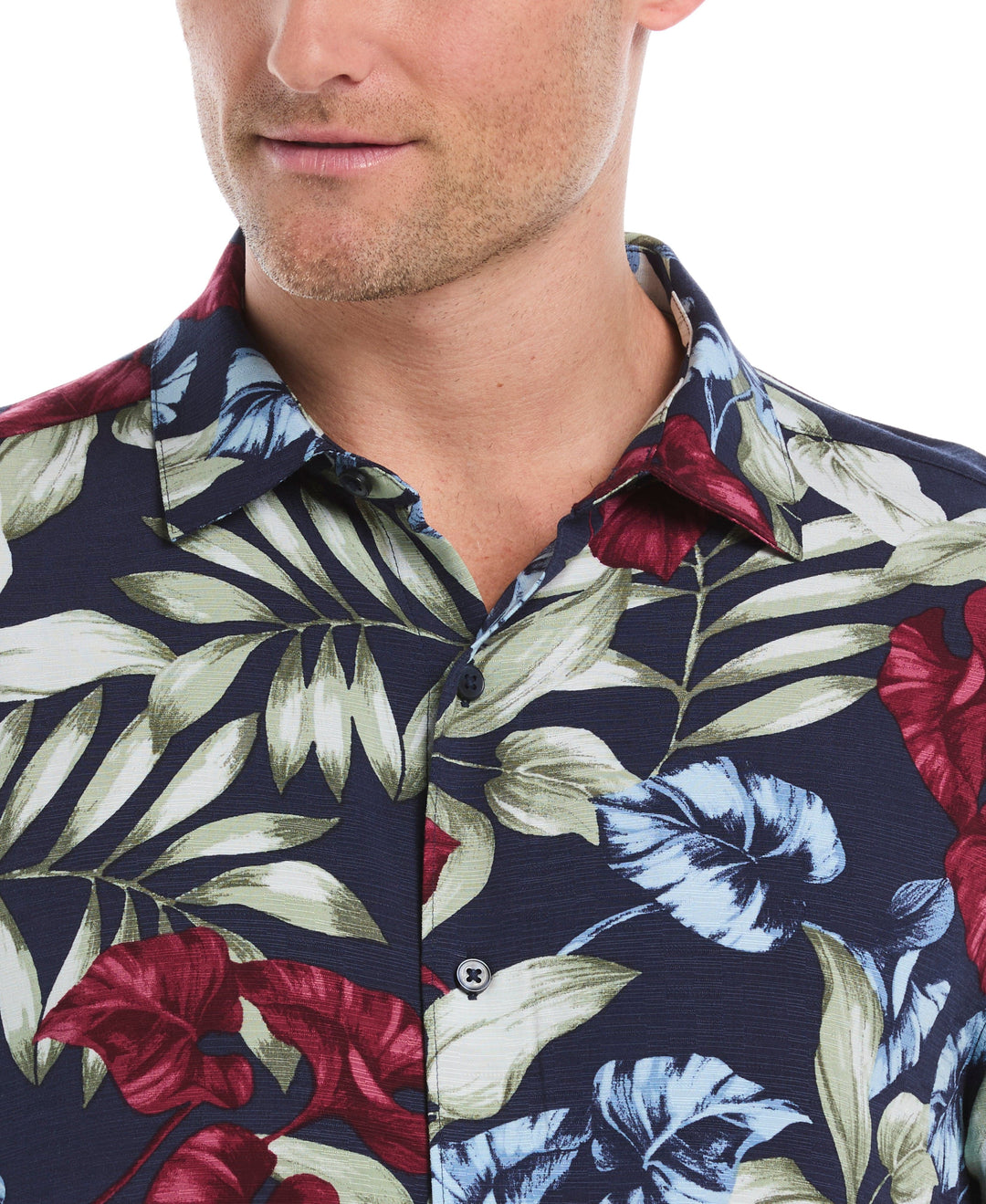 Viscose Texture Floral Print Shirt (Dress Blues) 