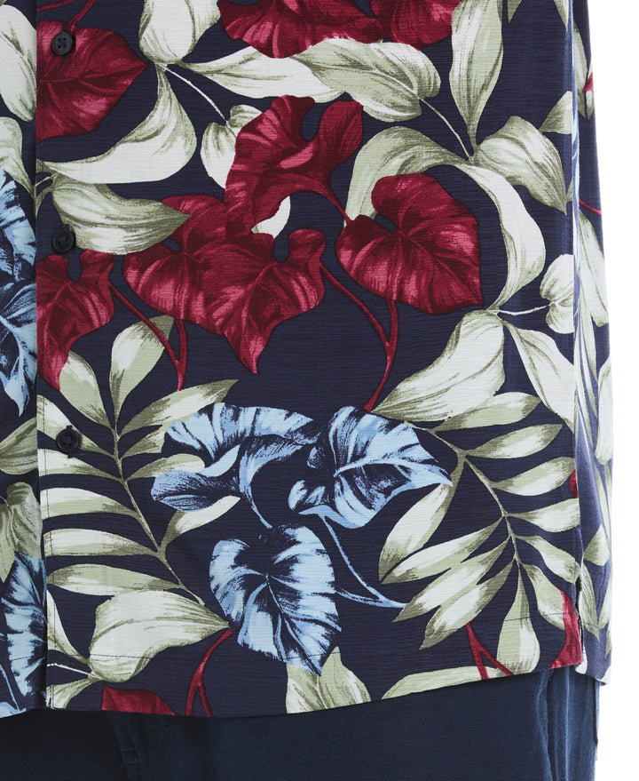 Viscose Texture Floral Print Shirt (Dress Blues) 