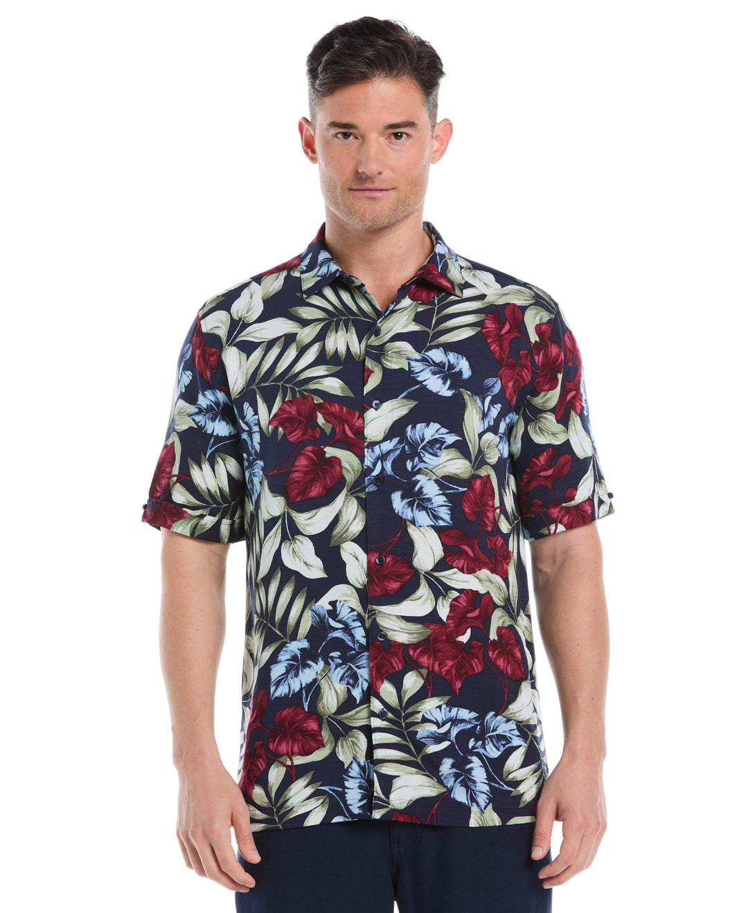 Viscose Texture Floral Print Shirt (Dress Blues) 