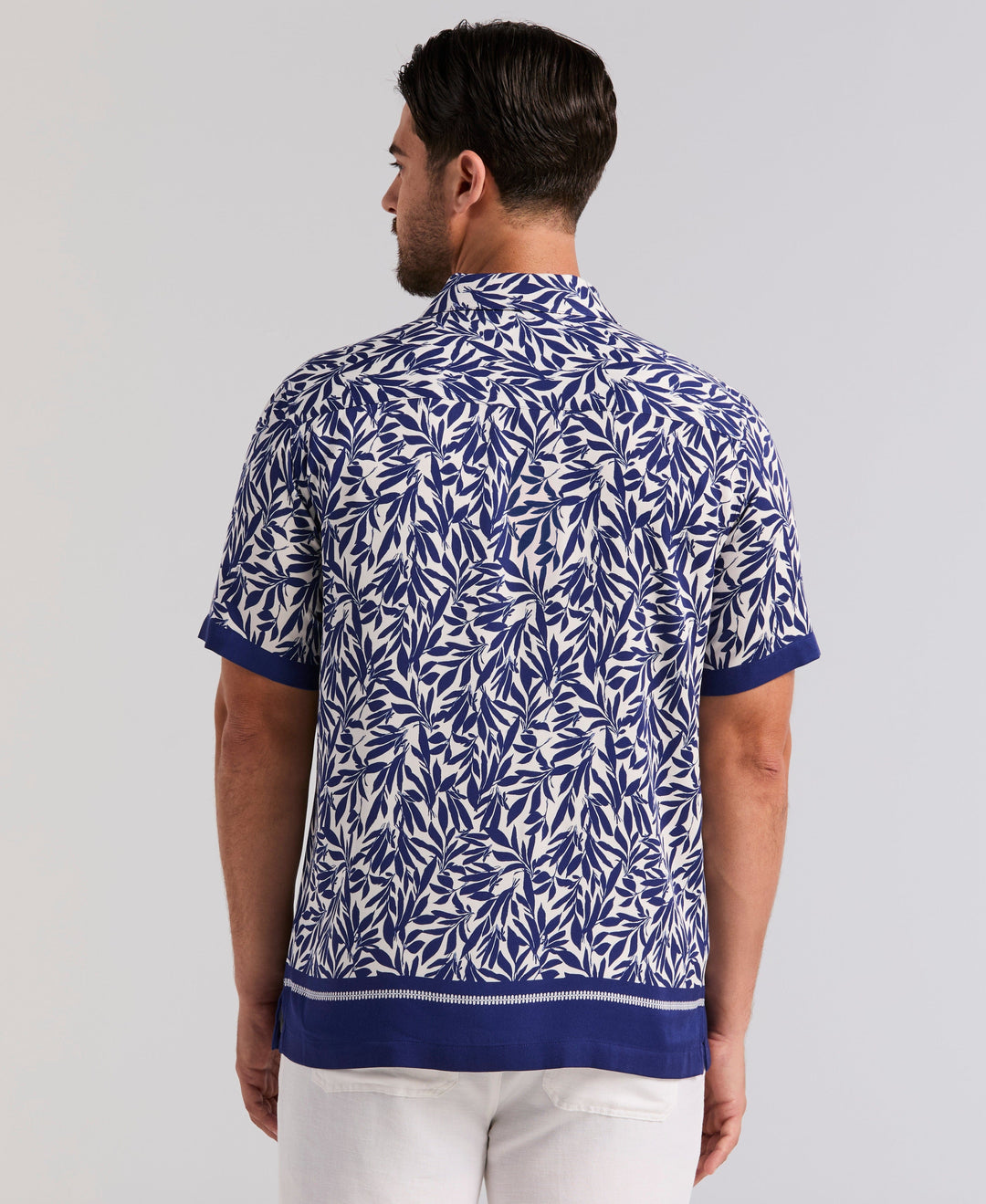 Viscose Twill Leaf Print Shirt (Bellwether Bl) 