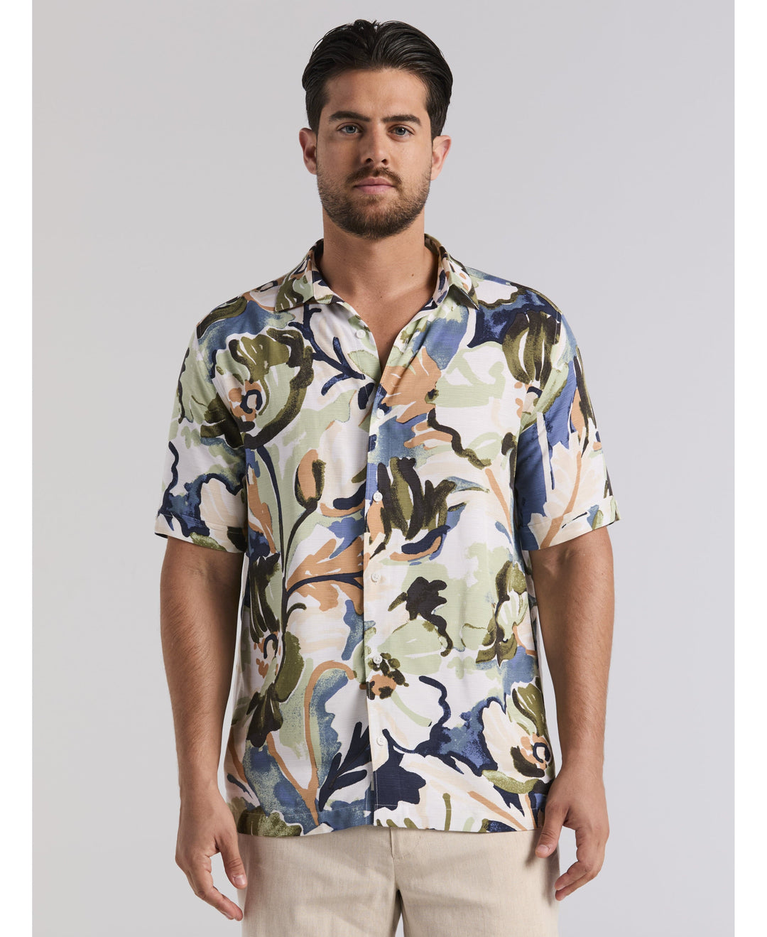 Watercolor Print Shirt-Casual Shirts-Cubavera