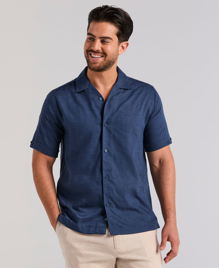 Window Dobby Camp Collar Shirt (Moonlit Ocean) 