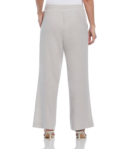 Cross Dyed Linen Blend Wide Leg Drawstring Pant (Natural) 