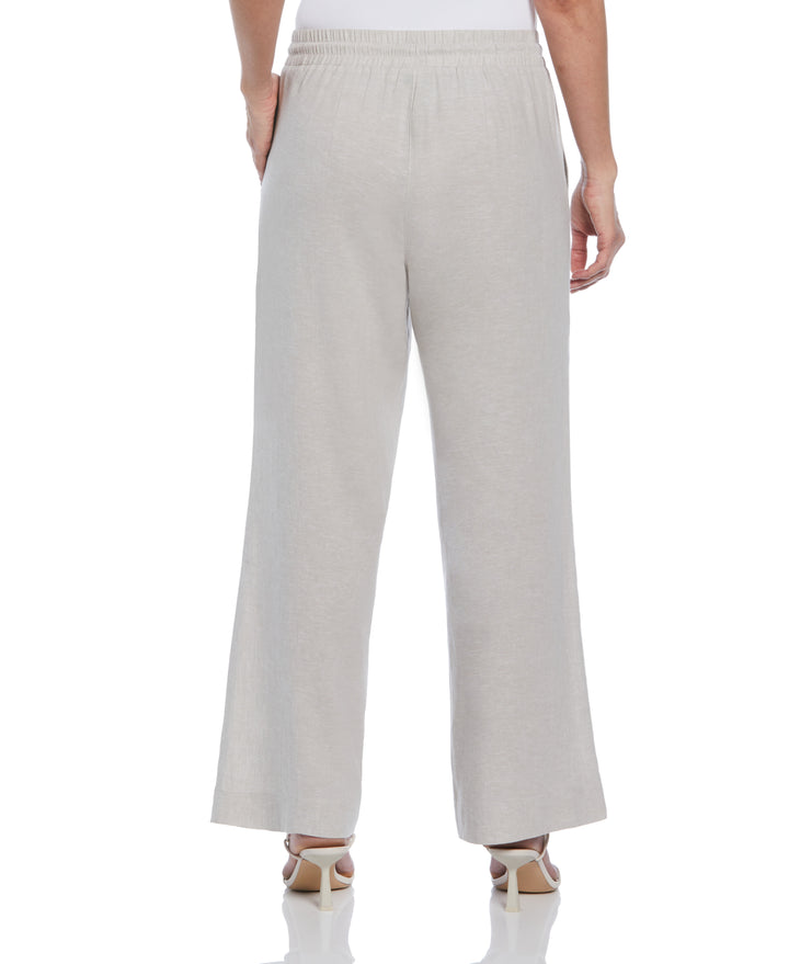 Cross Dyed Linen Blend Wide Leg Drawstring Pant (Natural) 