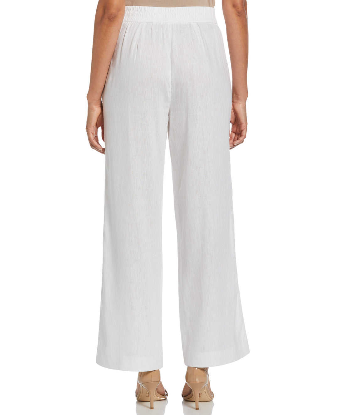 Linen Blend Wide Leg Flat Front Pant (Brilliant White) 