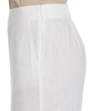 Linen Blend Wide Leg Flat Front Pant (Brilliant White) 