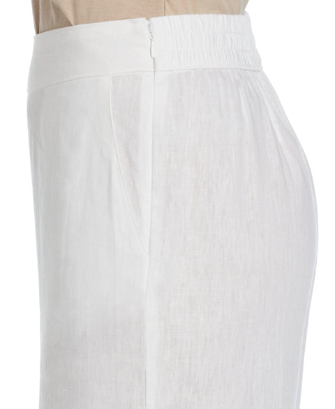 Linen Blend Wide Leg Flat Front Pant (Brilliant White) 